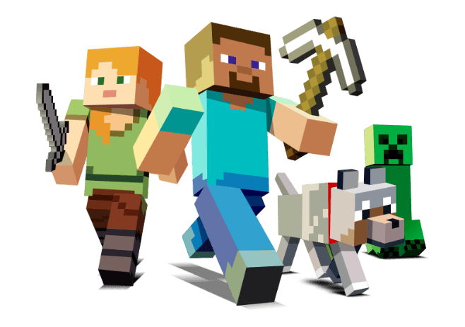 Minecraft characters representing Hostlixo game server hosting